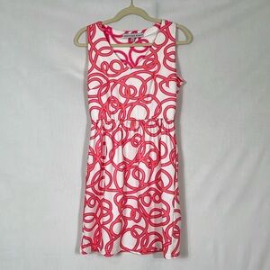 Gretchen Scott Dress Size Small Pink Coral Geometric Print EUC